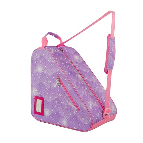 BAUXZOR Skate Bags with Lovely Heart and Star Patterns for Roller Skates, Ice Skates, Quad Skates, Inline Skates, Figure Skates, Skate Accessories for Kids and Adults (Heart Lavender 06) - Image 1