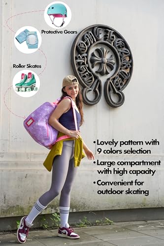 BAUXZOR Skate Bags with Lovely Heart and Star Patterns for Roller Skates, Ice Skates, Quad Skates, Inline Skates, Figure Skates, Skate Accessories for Kids and Adults (Heart Lavender 06) - Image 4