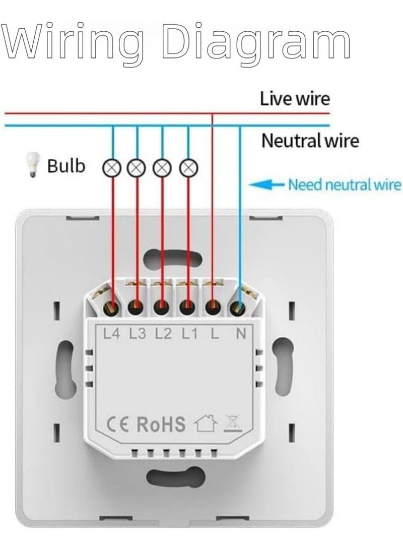 saykfoe WiFi Smart Wall Light Switch, Neutral Wire Required, No Hub Required, Touch & App Remote Control, Timing Function & Voice Control (Gang 3, White) - Image 5