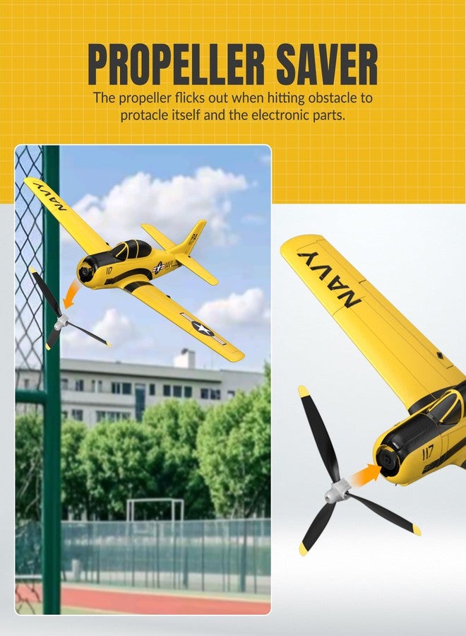 volantexrc RC Plane for Beginners, 4CH WWII RC Airplane T28 Trojan with Aileron, 2.4Ghz Remote Control Plane with Xpilot Self Righting&One Key Aerobatic for Adults (761-9 RTF Yellow) - Image 5