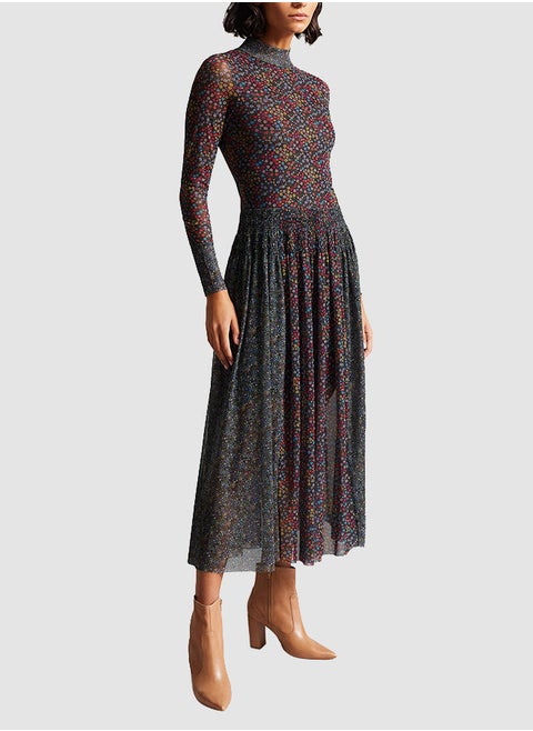 Meadoww Shirred Mesh Dress