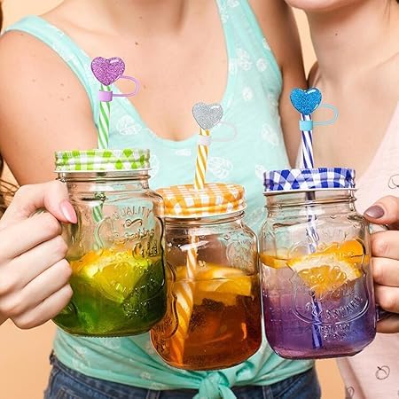 GANPUB Bling Hearts Straw Cover for Stanley 40&30 Oz Cup  10mm Silicone Straw Covers Cap for Stanley Cup Accessories  Cute Straw Topper for Tumblers  Straw Cap Stopper for Reusable Straws Tip Lids (Red)  - Image 5