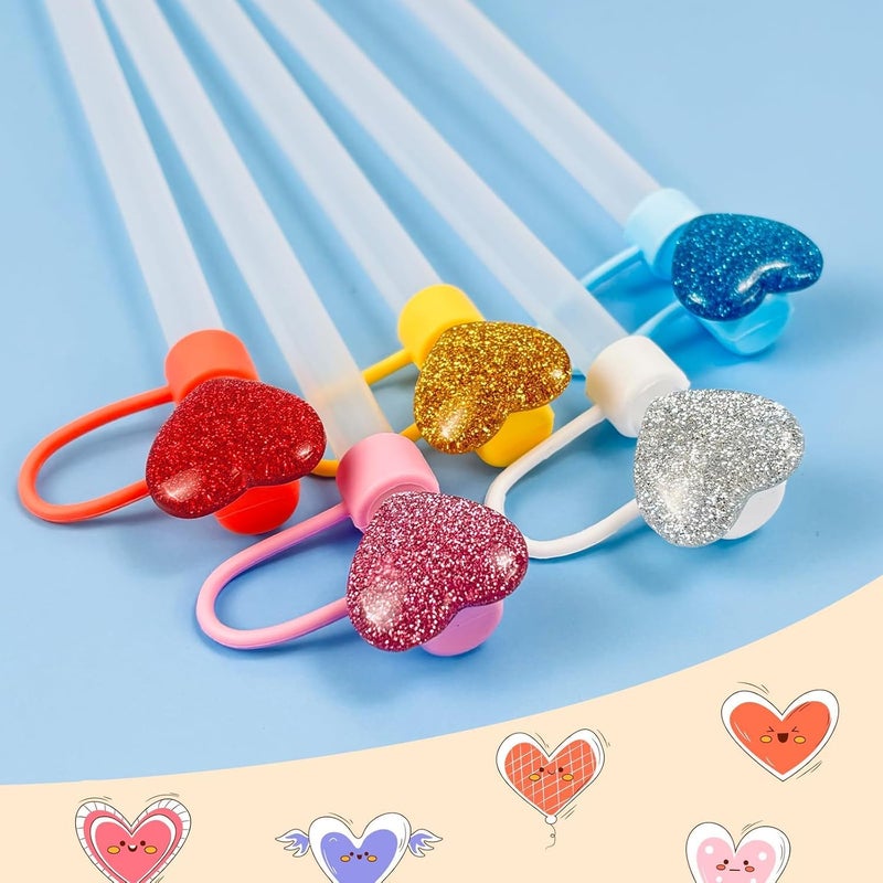 GANPUB Bling Hearts Straw Cover for Stanley 40&30 Oz Cup  10mm Silicone Straw Covers Cap for Stanley Cup Accessories  Cute Straw Topper for Tumblers  Straw Cap Stopper for Reusable Straws Tip Lids (Red)  - Image 4