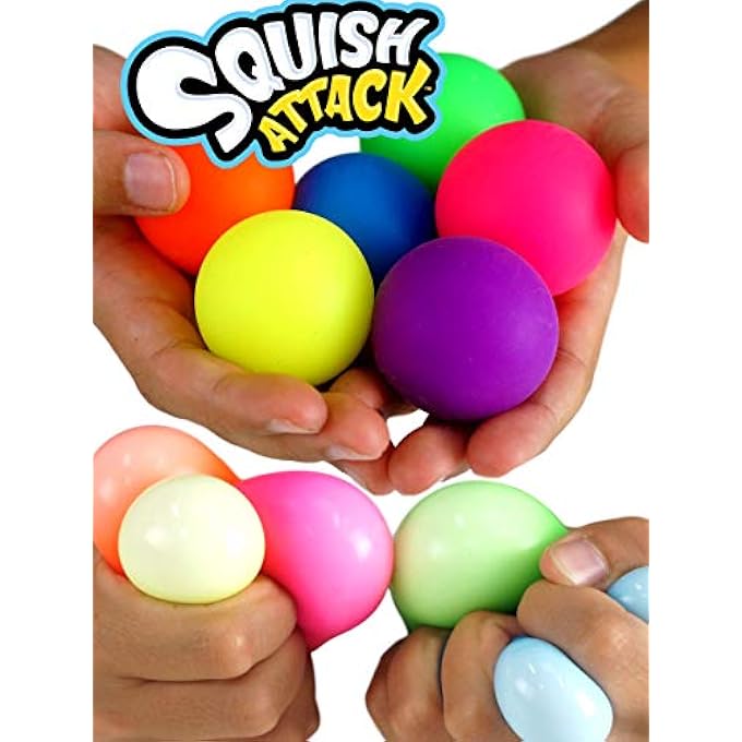 Ja-Ru Mini Stretchy Balls 6 Units Assorted in 2 Packs Squish Attack | Stress Balls Anxiety Relief Squishy Toys for Kids and Adults. Hand Therapy & Sensory Fidget Ball. Plus 1 Bouncy Ball | 5565-2p - Image 2