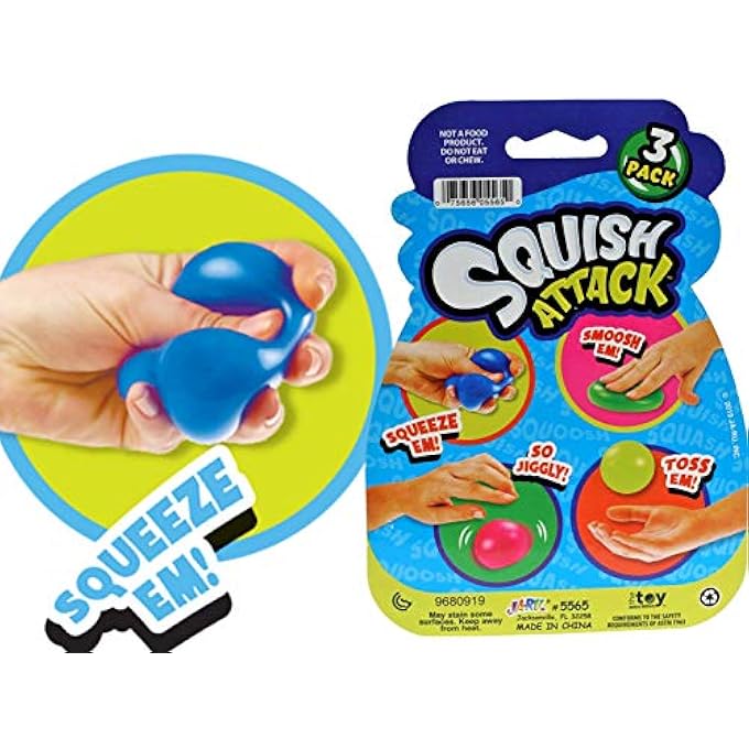 Ja-Ru Mini Stretchy Balls 6 Units Assorted in 2 Packs Squish Attack | Stress Balls Anxiety Relief Squishy Toys for Kids and Adults. Hand Therapy & Sensory Fidget Ball. Plus 1 Bouncy Ball | 5565-2p - Image 4