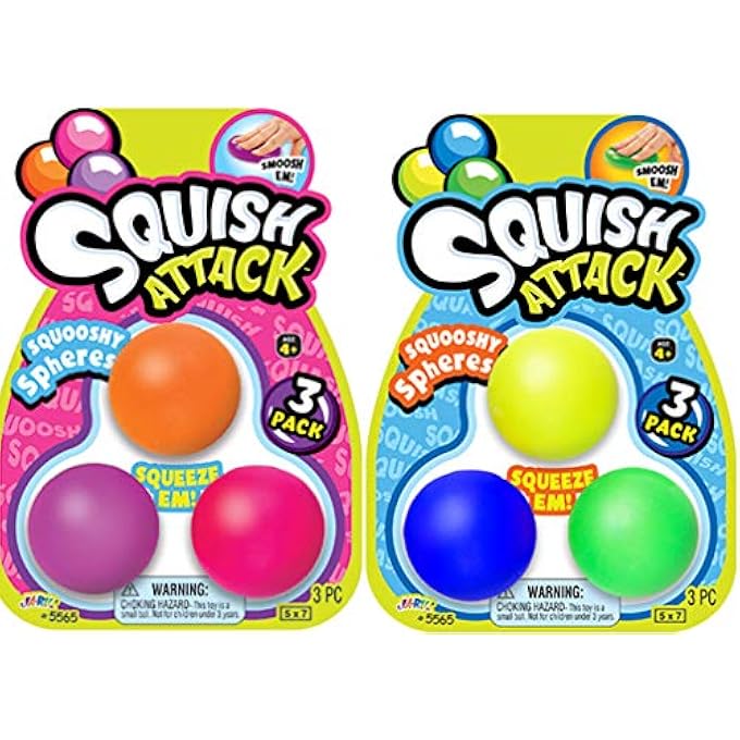 Ja-Ru Mini Stretchy Balls 6 Units Assorted in 2 Packs Squish Attack | Stress Balls Anxiety Relief Squishy Toys for Kids and Adults. Hand Therapy & Sensory Fidget Ball. Plus 1 Bouncy Ball | 5565-2p - Image 1