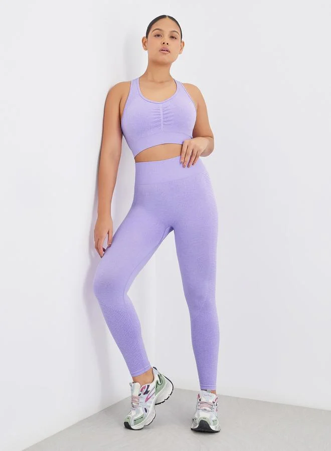 ستايلي Styli Seamless Front Scrunch Detail Sports Bra and Leggings Set