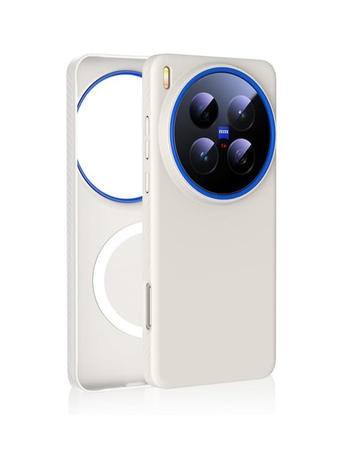 Magnetic Protective Case Compatible with Vivo X300 Pro Blue Circular Anti-Fingerprint Design Slim Shockproof Matte Hard Case - Image 1