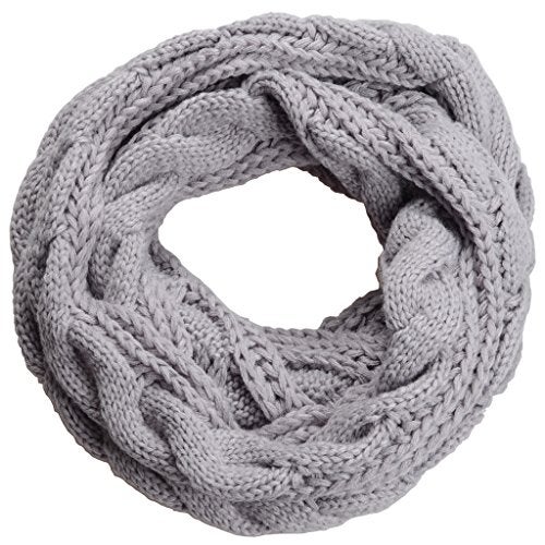 NEOSAN Womens Thick Ribbed Knit Winter Infinity Circle Loop Scarf Twist Grey - Image 1