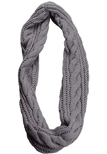 NEOSAN Womens Thick Ribbed Knit Winter Infinity Circle Loop Scarf Twist Grey - Image 2