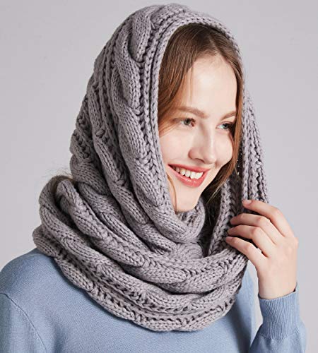 NEOSAN Womens Thick Ribbed Knit Winter Infinity Circle Loop Scarf Twist Grey - Image 5