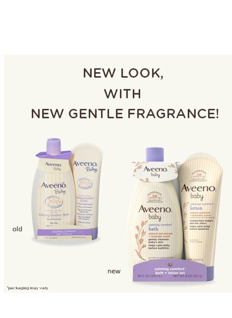 Aveeno Baby Aveeno Baby calming comfort bath & lotion set nighttime baby skin care products with natural oat lavender & vanilla scents paraben phthalate & phenoxyethanol free  - Image 2