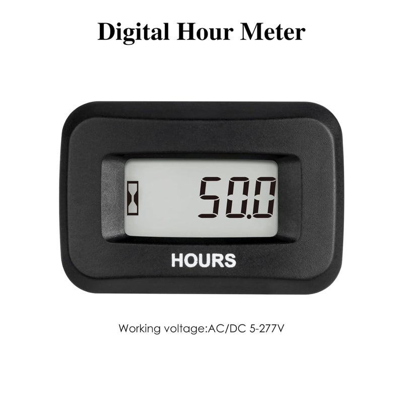 Jayron Digital LCD Hour Meter AC/DC 5V to 277V,Countdown Timer,Data Storage for ZTR Lawn Mower Tractor Generator Club Car Washer Marine ATV Motor Compressor - Image 2
