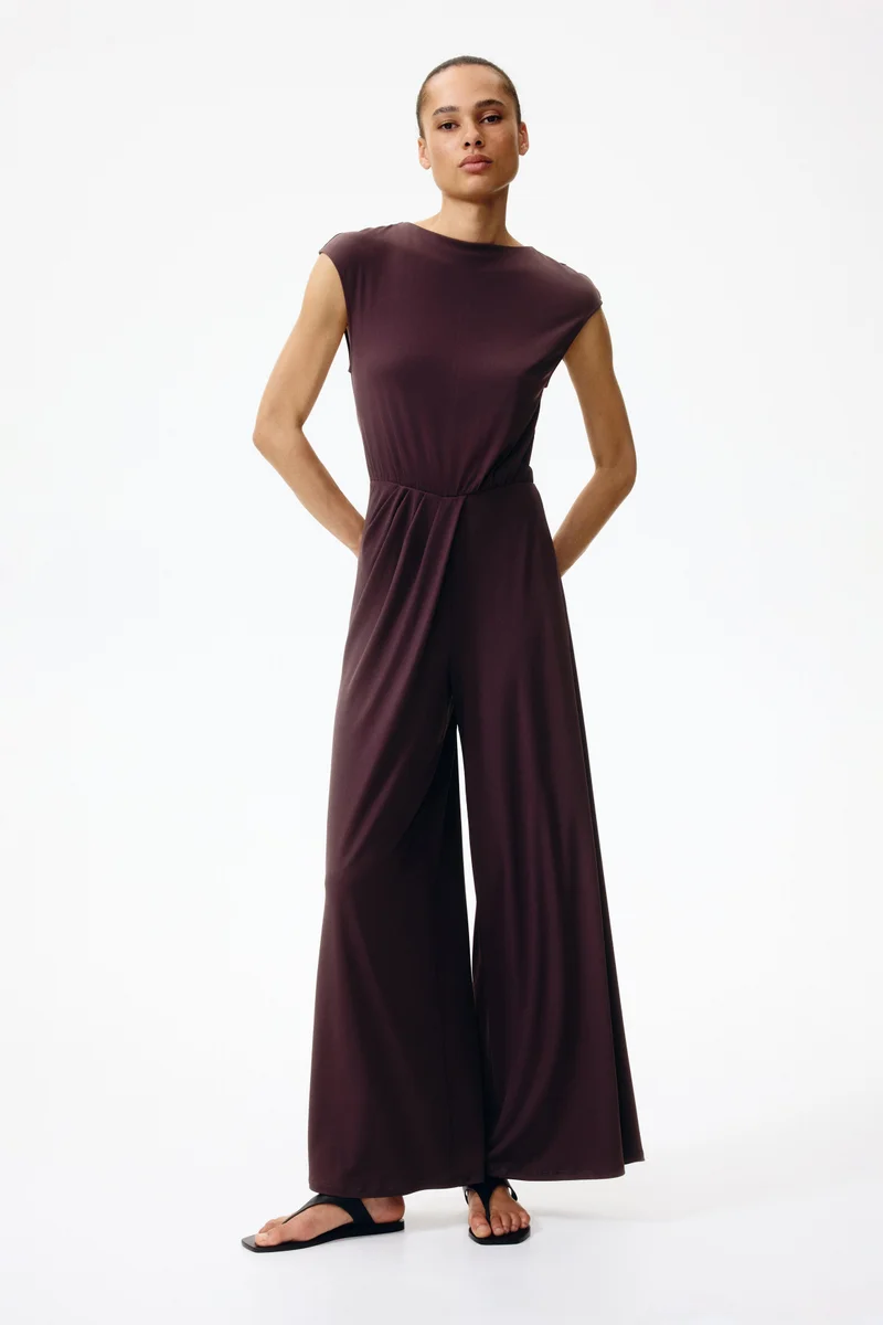 Pleat-detail jersey jumpsuit