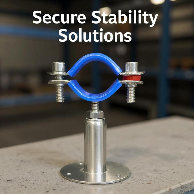 8 Pcs Pipe Supports with Anti-Slide Pad, 304 Stainless Steel Clamp, Adjustable, 0.98-1.06 in Diameter - Image 3