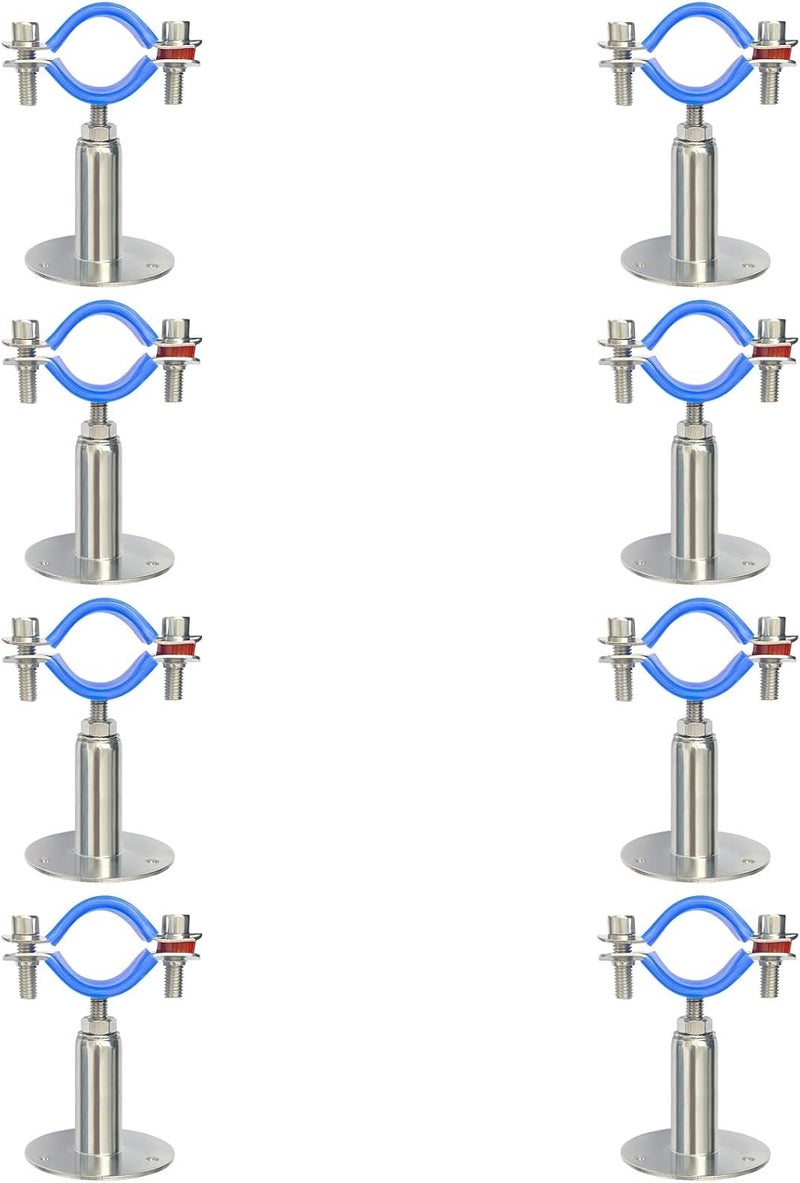 8 Pcs Pipe Supports with Anti-Slide Pad, 304 Stainless Steel Clamp, Adjustable, 0.98-1.06 in Diameter - Image 2