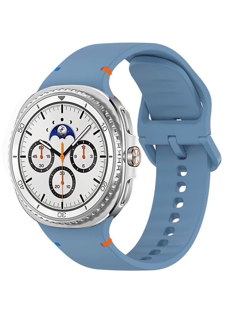 Silicone Bands For Samsung Galaxy Watch 8 Band 40mm 44mm/Galaxy Watch 8 Classic Band 46mm No Gap Soft Silicone Replacement Strap for Men Women (Blue) - Image 1