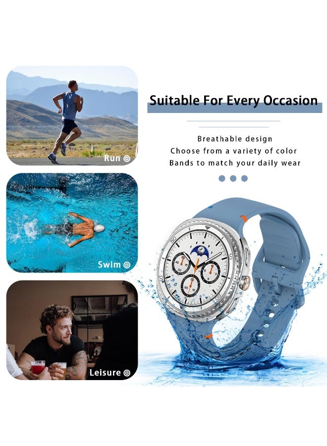 Silicone Bands For Samsung Galaxy Watch 8 Band 40mm 44mm/Galaxy Watch 8 Classic Band 46mm No Gap Soft Silicone Replacement Strap for Men Women (Blue) - Image 5