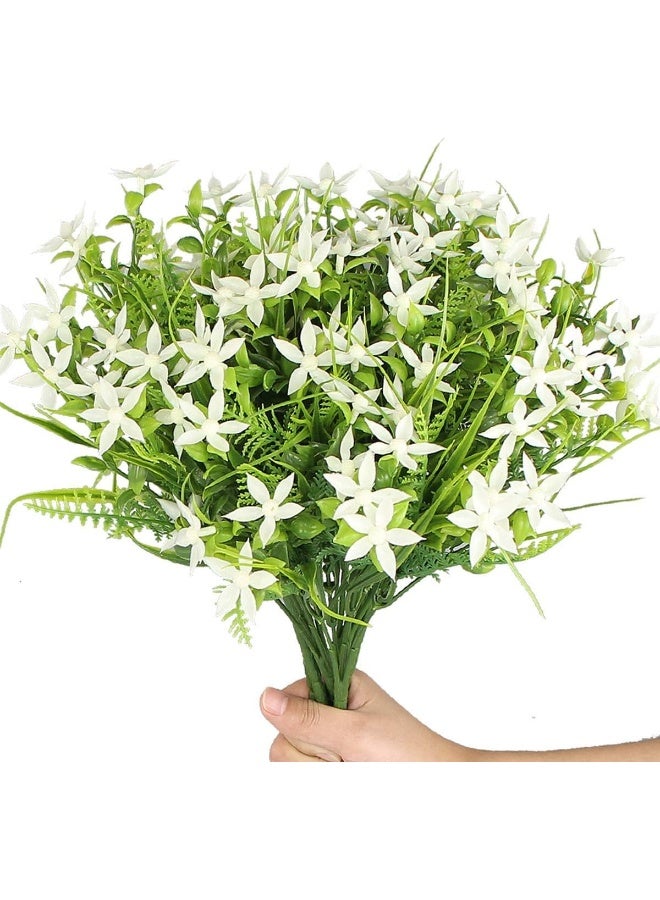 Rinlong Artificial UV Resistant Flowers Outdoor Fake Plants Lifelike White Greenery Plastic Flowers Farmhouse Plants Shrubs for Hanging Planter Garden Patio Sidewalk Kitchen Decor - Image 1