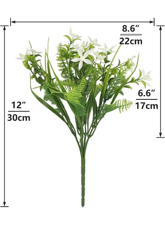 Rinlong Artificial UV Resistant Flowers Outdoor Fake Plants Lifelike White Greenery Plastic Flowers Farmhouse Plants Shrubs for Hanging Planter Garden Patio Sidewalk Kitchen Decor - Image 3