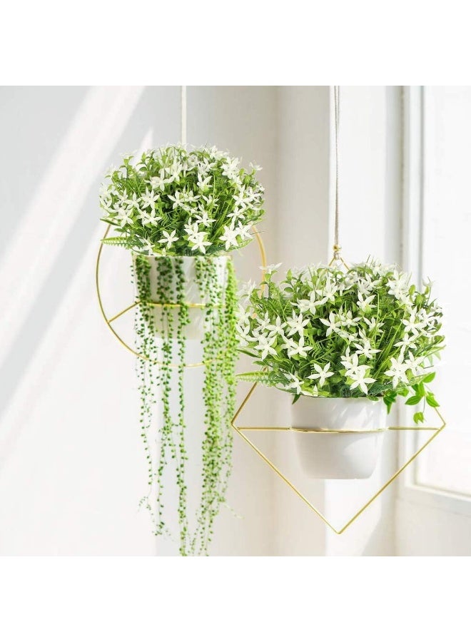 Rinlong Artificial UV Resistant Flowers Outdoor Fake Plants Lifelike White Greenery Plastic Flowers Farmhouse Plants Shrubs for Hanging Planter Garden Patio Sidewalk Kitchen Decor - Image 2