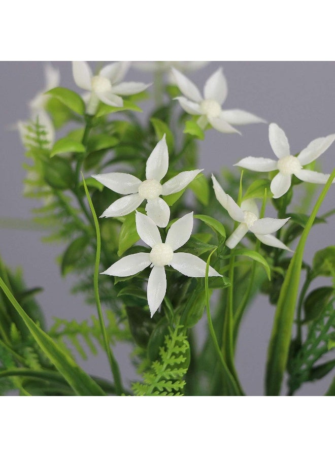 Rinlong Artificial UV Resistant Flowers Outdoor Fake Plants Lifelike White Greenery Plastic Flowers Farmhouse Plants Shrubs for Hanging Planter Garden Patio Sidewalk Kitchen Decor - Image 5