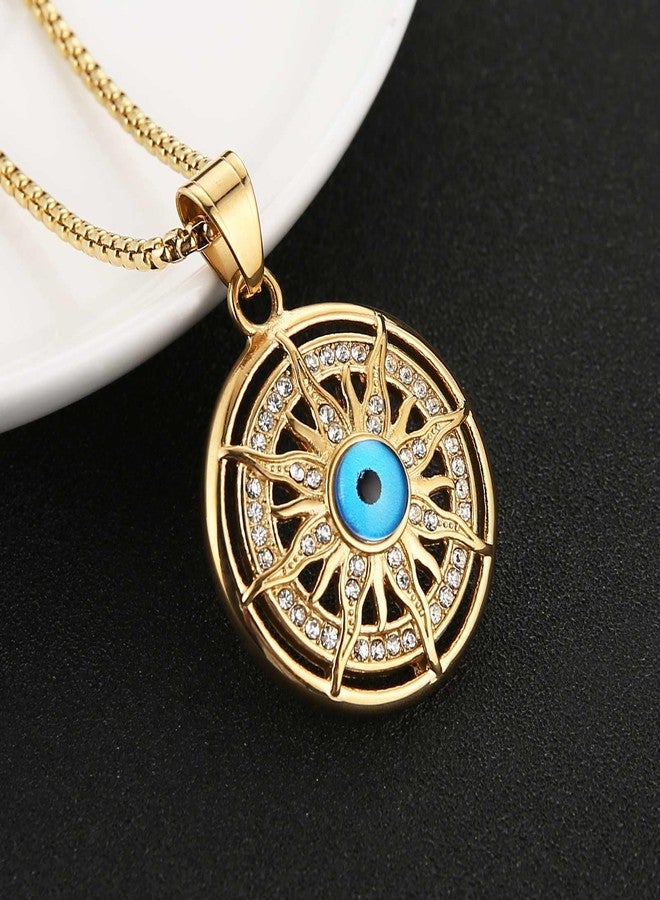 AsAlways Sun Necklace for Men Stainless Steel Gold Sun with Evil Eye Pendant Necklace Bohemian Protection Jewelry Gift - Image 5