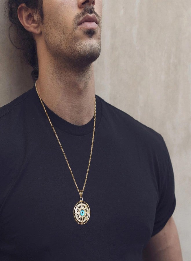 AsAlways Sun Necklace for Men Stainless Steel Gold Sun with Evil Eye Pendant Necklace Bohemian Protection Jewelry Gift - Image 2