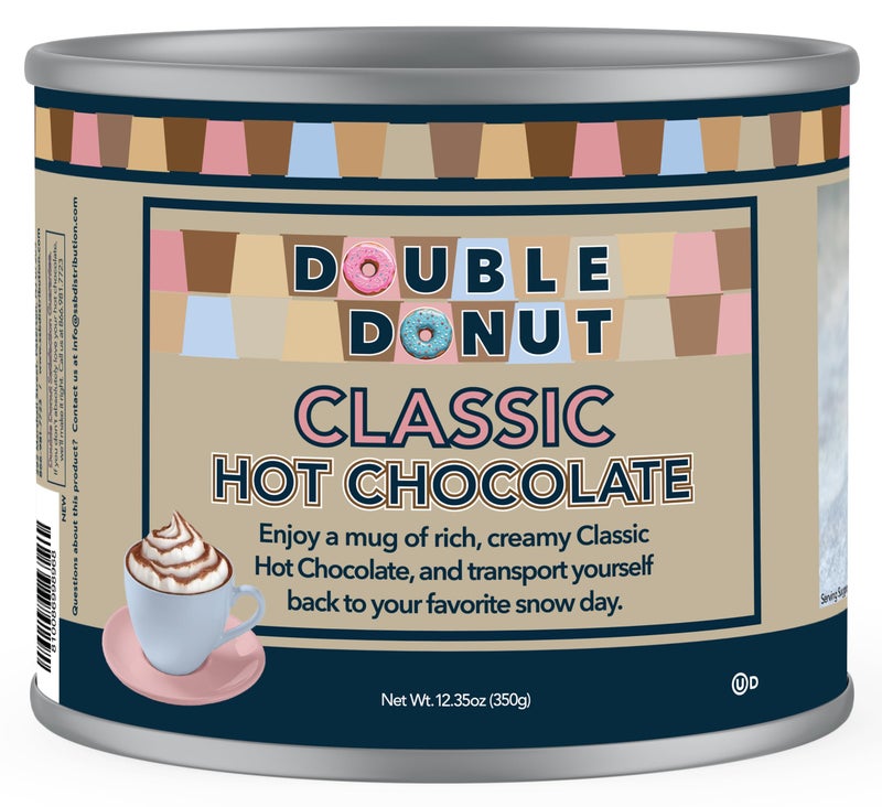 Double Donut Coffee Classic Bulk Hot Chocolate Mix, Rich Hot Cocoa 12 Ounce Canister, Hot Chocolate Powder - Image 1