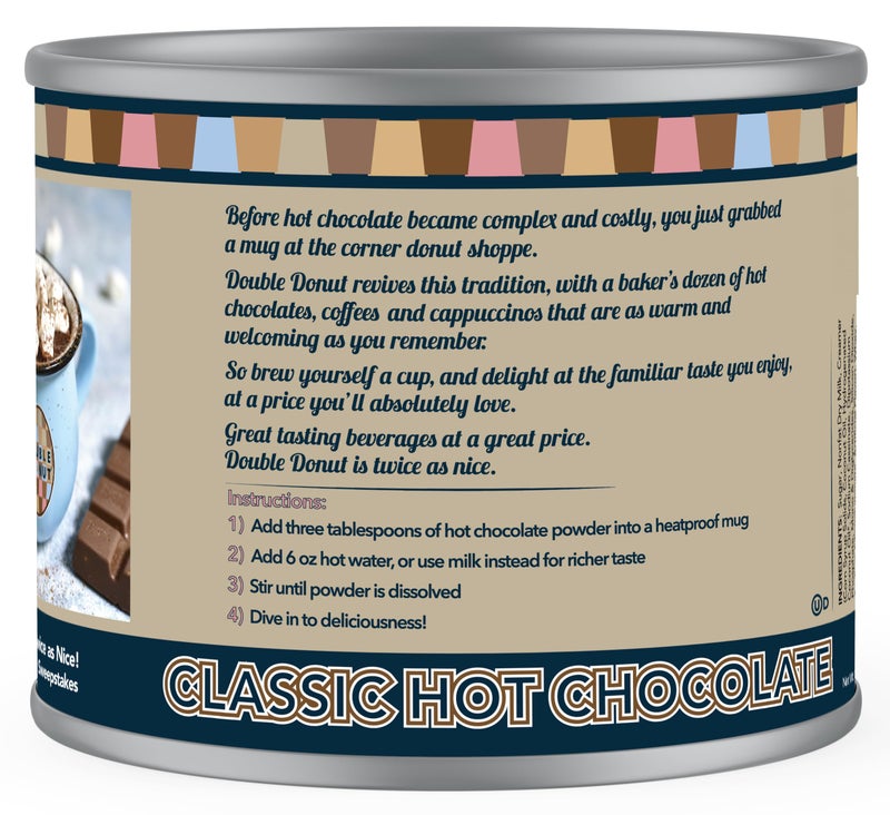 Double Donut Coffee Classic Bulk Hot Chocolate Mix, Rich Hot Cocoa 12 Ounce Canister, Hot Chocolate Powder - Image 2