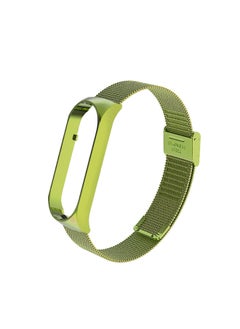 Metal Strap For XiaomiBand 6 5 Milanese Loop Three-bead Stainless Steel Mesh Strap Compatible For Xiaomi34 Smart Bracelet-Color:Clip Style-Green-Specifications:Mi Band 3/4 Universal