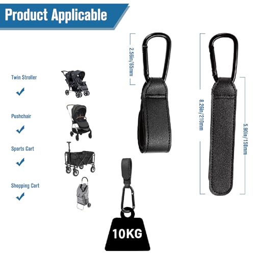 Gozaqe Baby Stroller Hooks for Bags,2 PCS,Universal Stroller Clips and Hooks with Metal Carabiner,Stroller Accessories for Stroller, Bike, Pram, Motorbike, Shopping Cart - Image 3