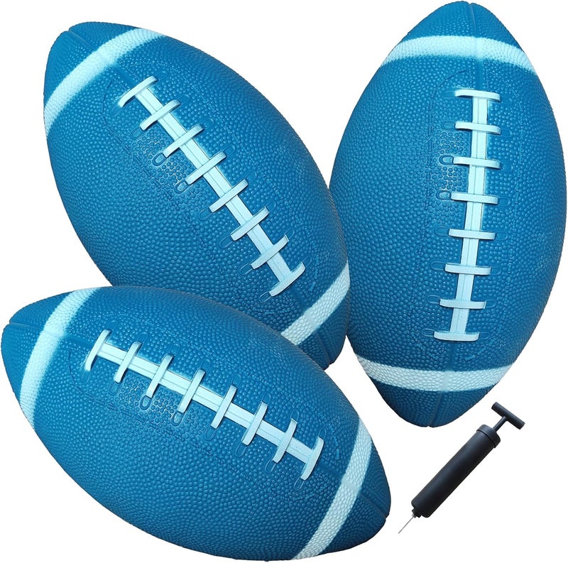 AppleRound 3-Pack 8-Inch Waterproof Footballs for Pool, Beach, & Backyard - Ideal for Water & Land Play - Ball Pump Included, Pee-Wee Junior Size for Kids & Teens - Image 1
