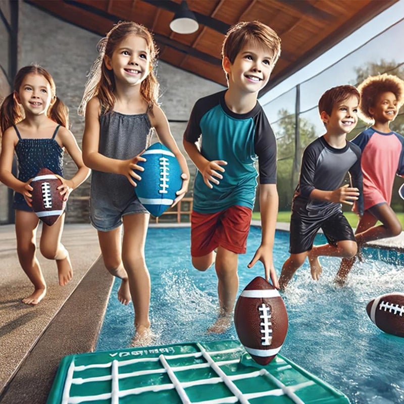 AppleRound 3-Pack 8-Inch Waterproof Footballs for Pool, Beach, & Backyard - Ideal for Water & Land Play - Ball Pump Included, Pee-Wee Junior Size for Kids & Teens - Image 2