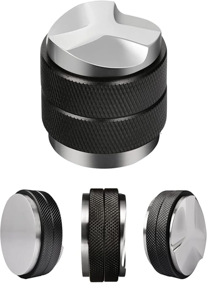 HOMEE 51mm Espresso Tamper, Coffee Distributor Adjustable Height, Coffee Leveler Fits with Two-in-one Double-head and Flat-bottom Three Leaf for Macaroons Espresso Coffee