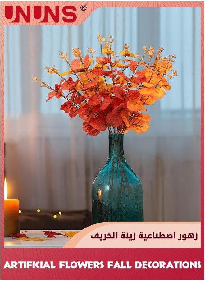UNUNS Artificial Flowers Fall Decoration,6 Branches Eucalyptus Stems Leaves,Autumn Leaf Branches,Artificial Plants Decorations,Fake Home Floral For Thanksgiving Festival Autumn Decor  - Image 3