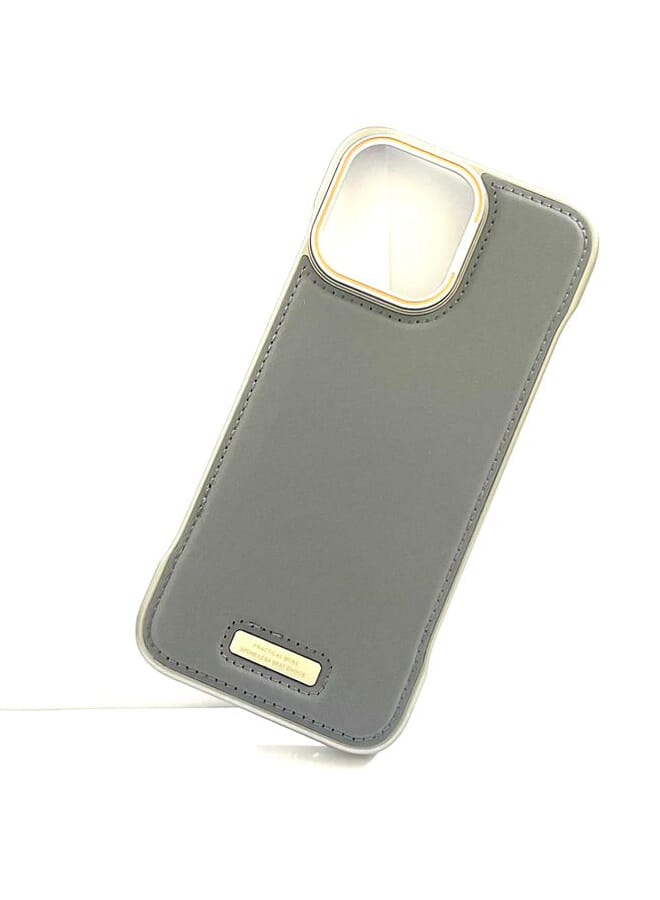 اس-توب حافظة جلدية من سبائك الألومنيوم للطيران لهاتف آيفون 16 برو ماكس، حافظة معدنية رفيعة، حافظة هاتف جلدية خفيفة الوزن مصنوعة من الجلد المحبب باللون الرمادي - Image 1