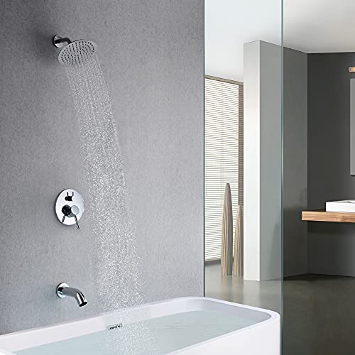 sumerain Tub and Shower Faucet Set with Valve Included, Shower System with Tub Spout Chrome - Image 4