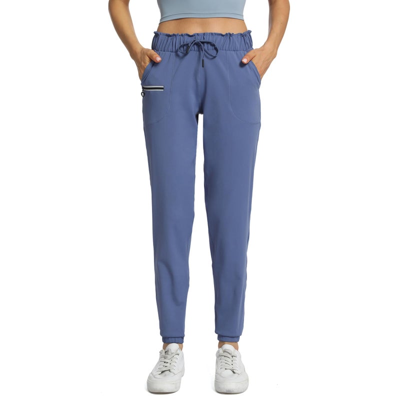 Haowind Joggers for Women with Pockets Elastic Waist Workout Sport Gym Pants Comfy Lounge Yoga Running Pants(Dusty Blue M) - Image 1