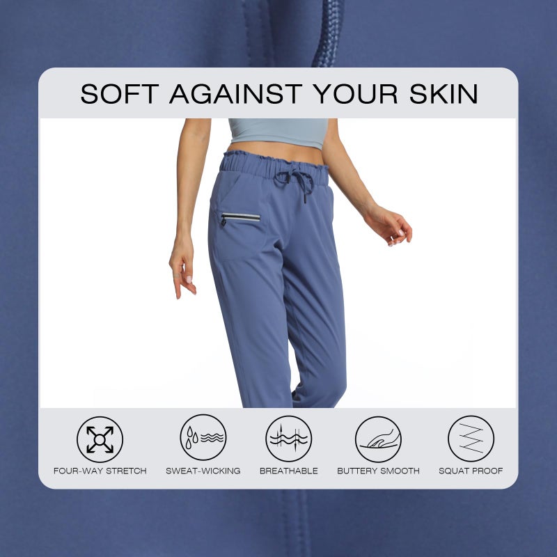 Haowind Joggers for Women with Pockets Elastic Waist Workout Sport Gym Pants Comfy Lounge Yoga Running Pants(Dusty Blue M) - Image 5