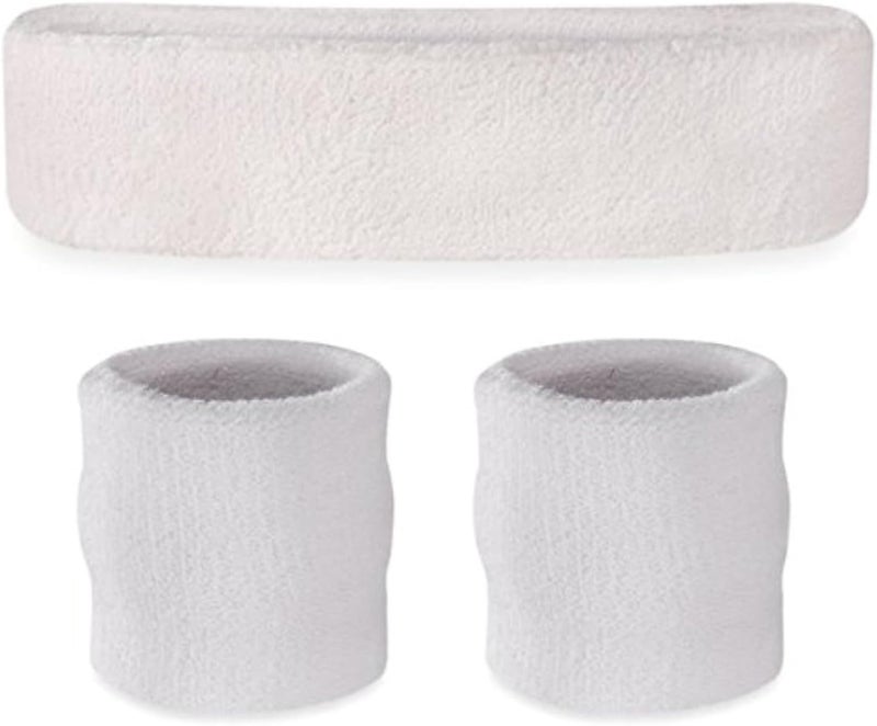 Suddora Sweatbands Set, Moisture Wicking 2 Wristbands and 1 Headband, Breathable Terry Cloth Athletic Bands for Basketball, Tennis, Yoga, Gym, Sweat Bands for Costumes and Cosplay - Image 1