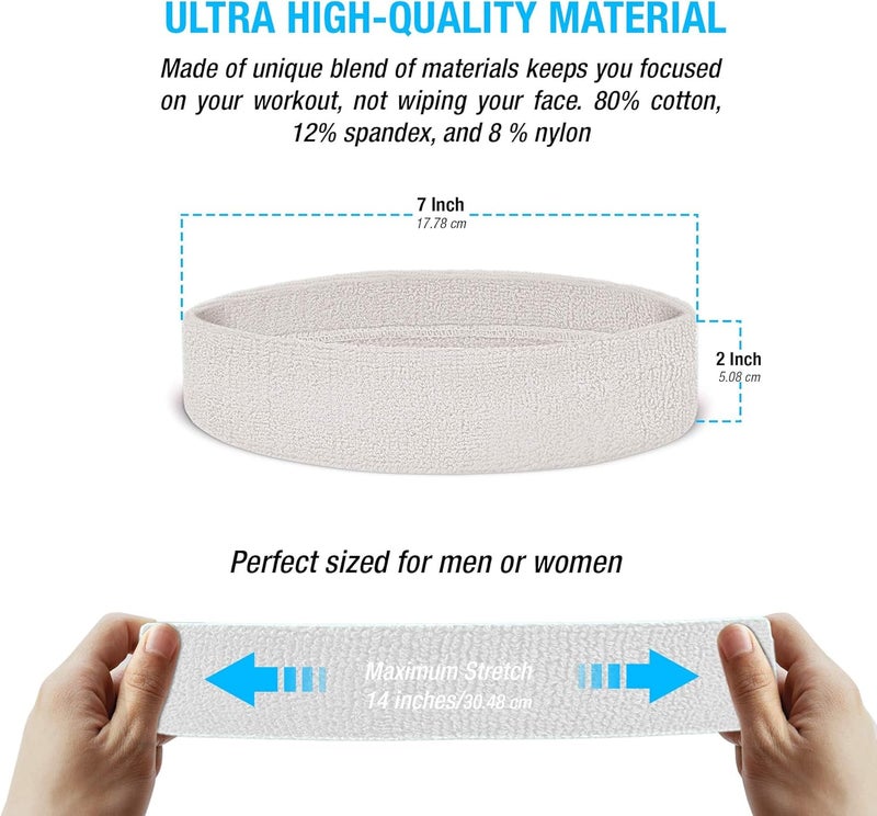 Suddora Sweatbands Set, Moisture Wicking 2 Wristbands and 1 Headband, Breathable Terry Cloth Athletic Bands for Basketball, Tennis, Yoga, Gym, Sweat Bands for Costumes and Cosplay - Image 3