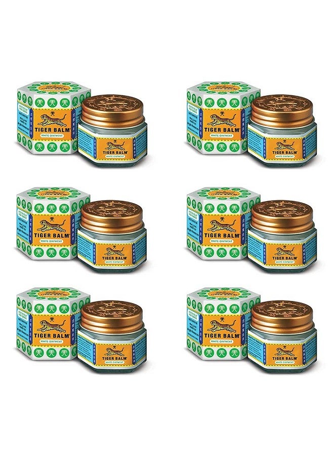 Tiger Balm White Ointment | 9ml each | Pack of 6 | Ayurvedic Pain Relief Balm | for Fast Effective Relief from Headache, Stuffy Nose, Nasal Congestion | Combo Pack - Image 1
