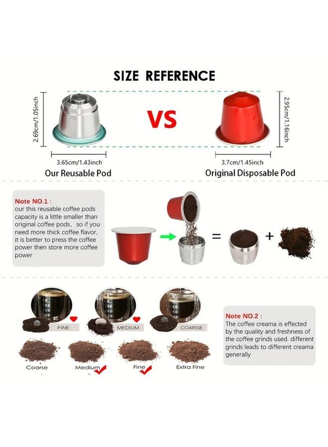 مجموعة ٣ كبسولات قهوة قابلة لإعادة الاستخدام من الفولاذ المقاوم للصداد - وفر المال وقلل النفايات - Image 3