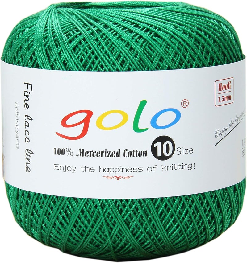 Golo Crochet Thread Balls Size 10 Yarn for Crochetting (Green-699) Tatting Yarn - Image 1