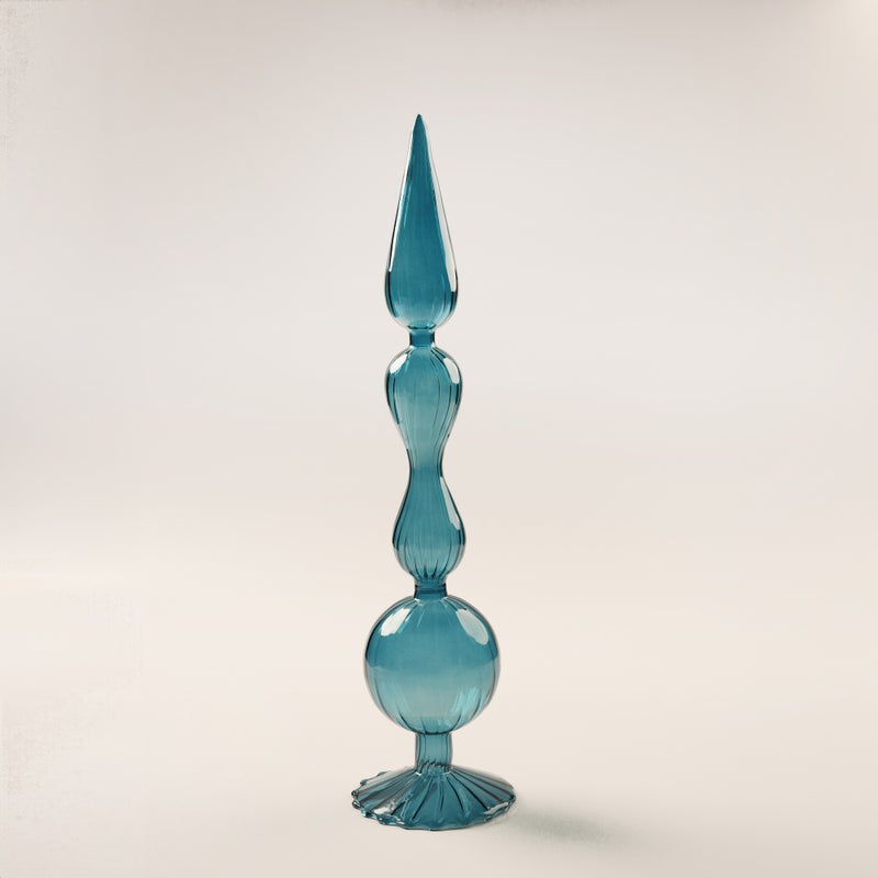 Homez Glass Ramadan Decorative Piece, Blue 10.5*10.5*60.5Cm - Image 1