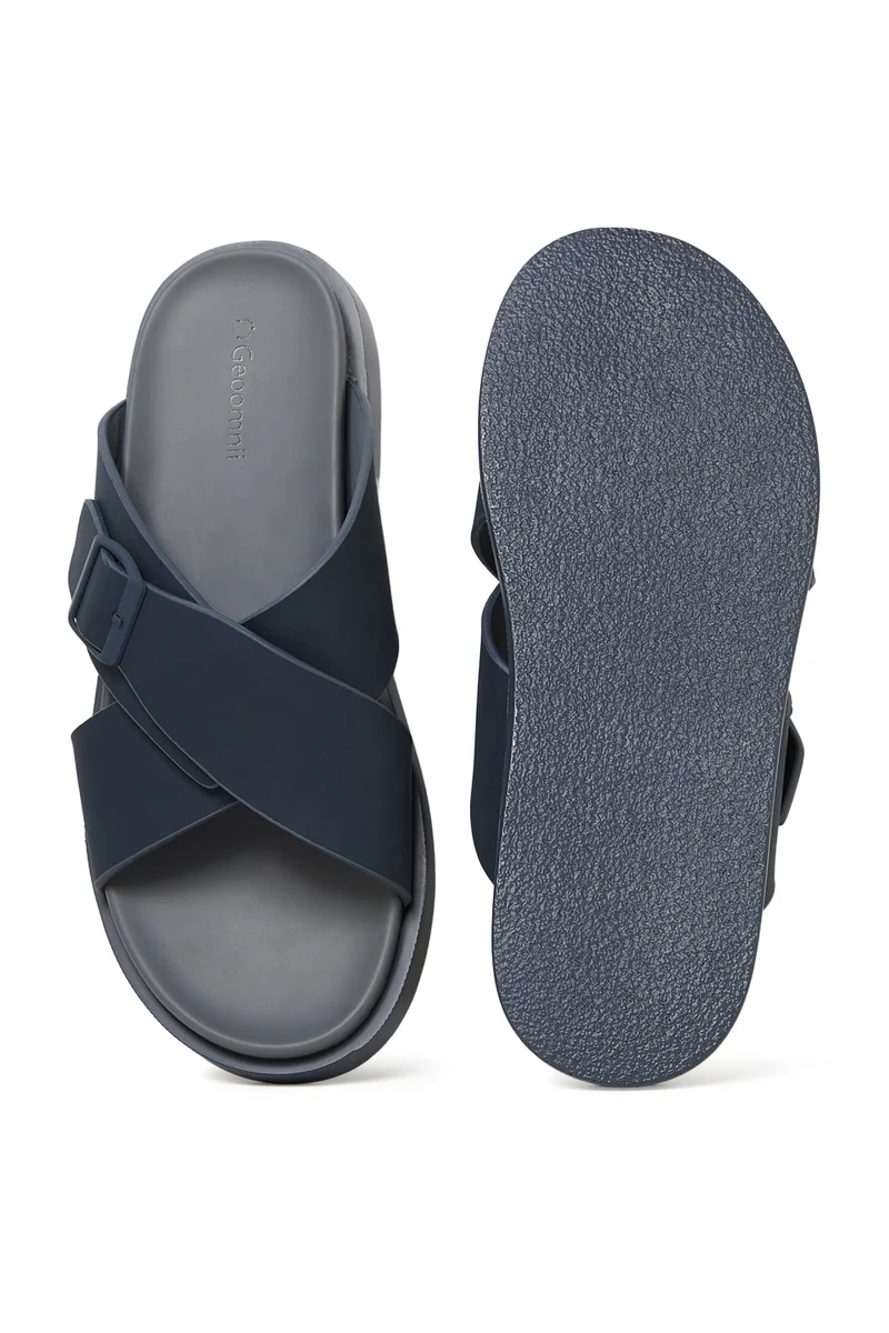 Geoomnii  GEOOMNII Arabic Sandals for Mens – BLUE Sandals with Slip On | Comfortable PU Upper & TPR Sole for Men | Best Price UAE