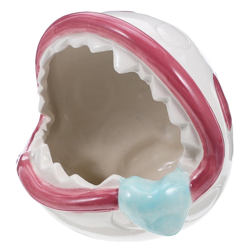 Pink Ceramic Cartoon Carnivorous Plant Ashtray for Home Patio Desktop Smoking Accessory - Image 2