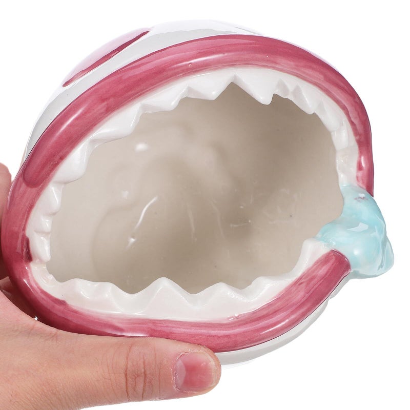 Pink Ceramic Cartoon Carnivorous Plant Ashtray for Home Patio Desktop Smoking Accessory - Image 5