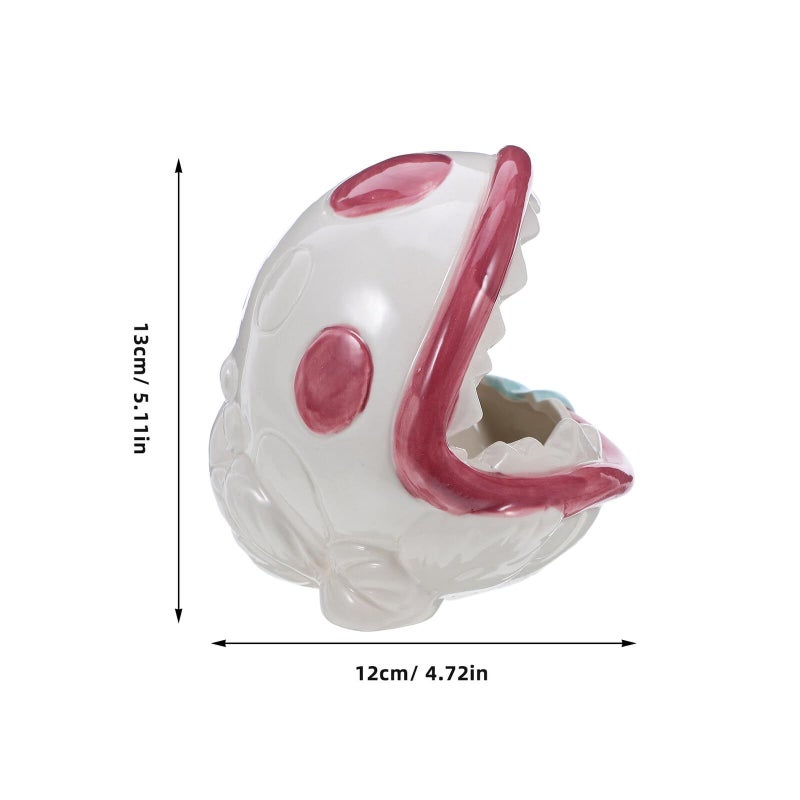 Pink Ceramic Cartoon Carnivorous Plant Ashtray for Home Patio Desktop Smoking Accessory - Image 3